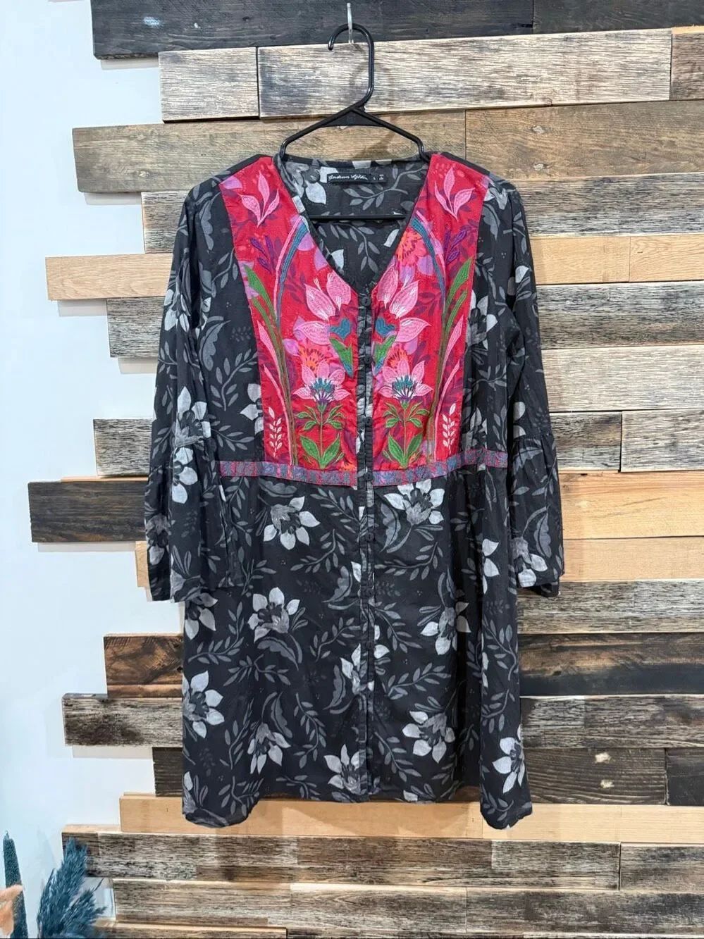 Gudrun Sjoden mini dress tunic button front size Large